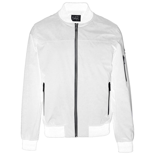 White Nylon Men Bomber Jacket Yes Zee