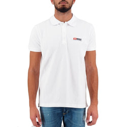 Elegant White Cotton Polo Shirt with Contrasting Logo Diesel