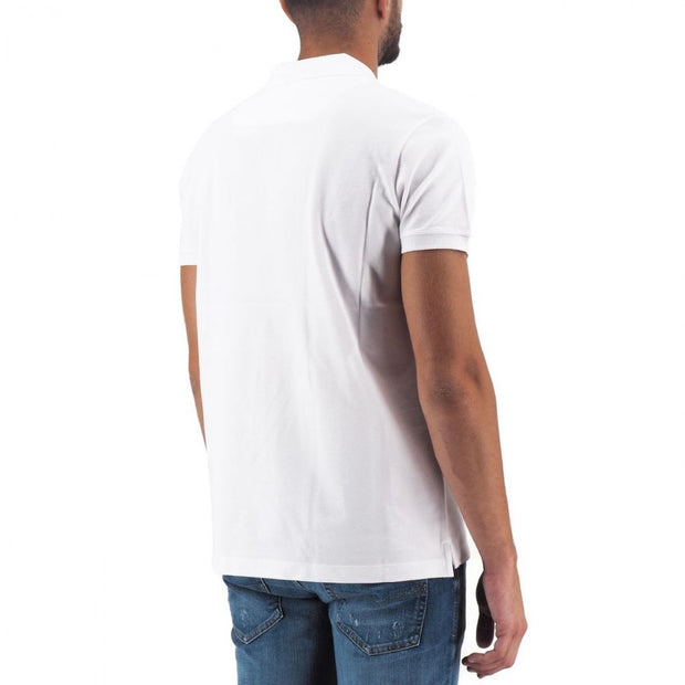 Elegant White Cotton Polo Shirt with Contrasting Logo Diesel