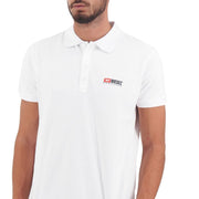 Elegant White Cotton Polo Shirt with Contrasting Logo Diesel