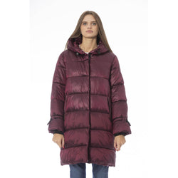 Burgundy Nylon Women Coat Baldinini Trend