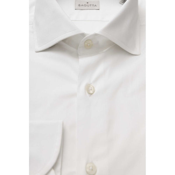 White Cotton Men's Slim Shirt Bagutta