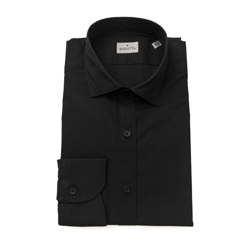 Black Cotton Men Shirt Bagutta