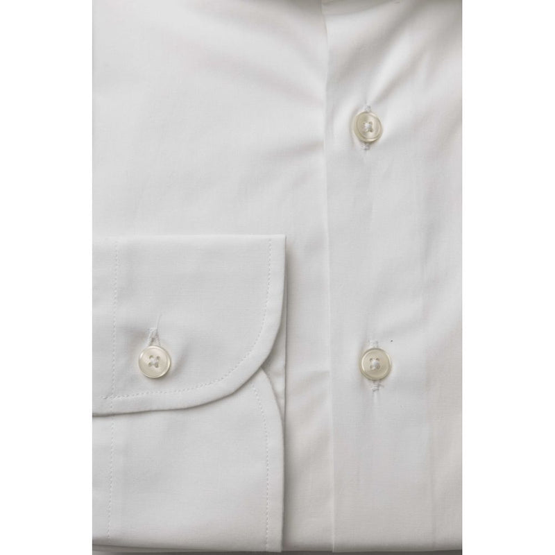 White Cotton Men's Slim Shirt Bagutta