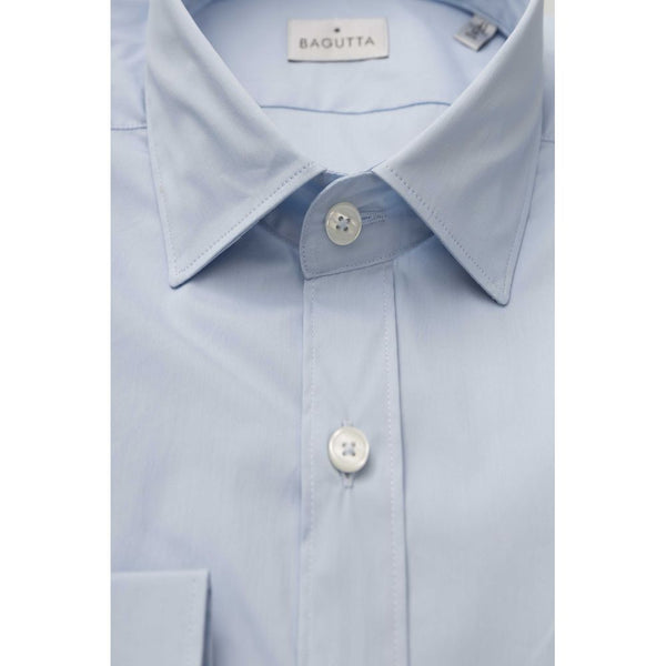 Light Blue Cotton Men Shirt Bagutta