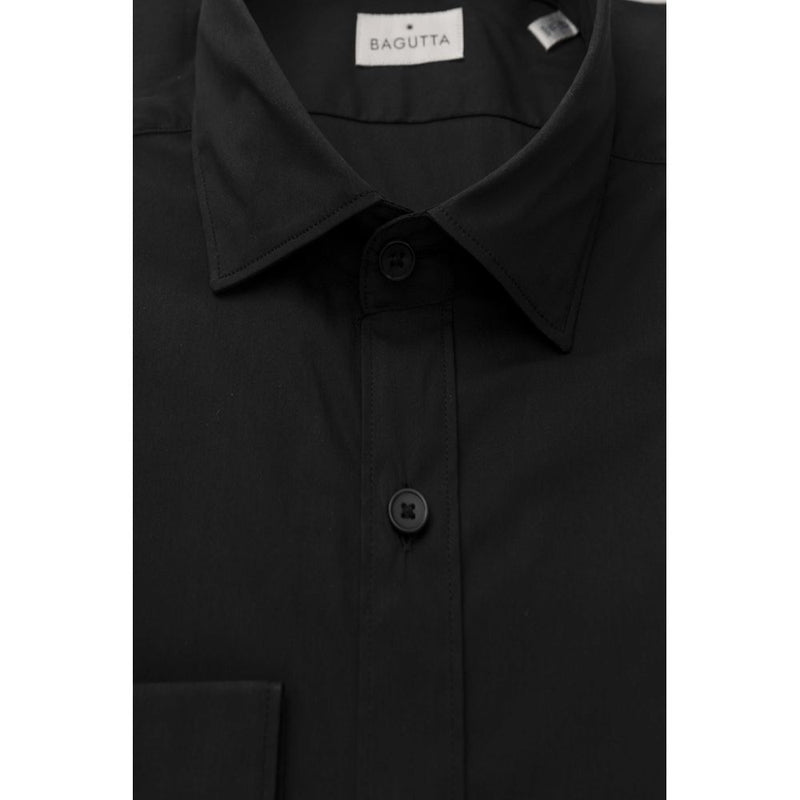 Black Cotton Men Shirt Bagutta