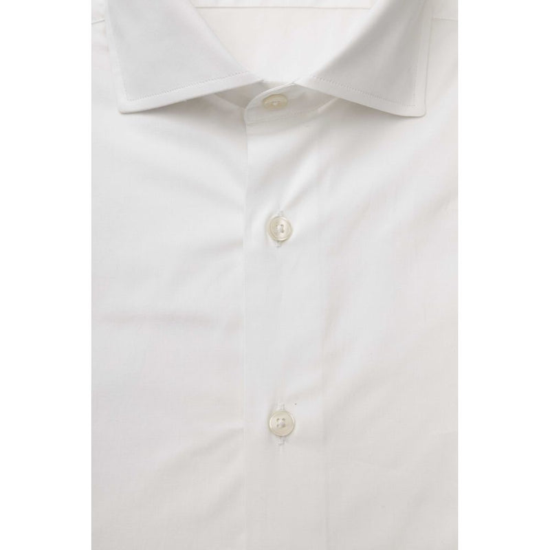 White Cotton Men's Slim Shirt Bagutta