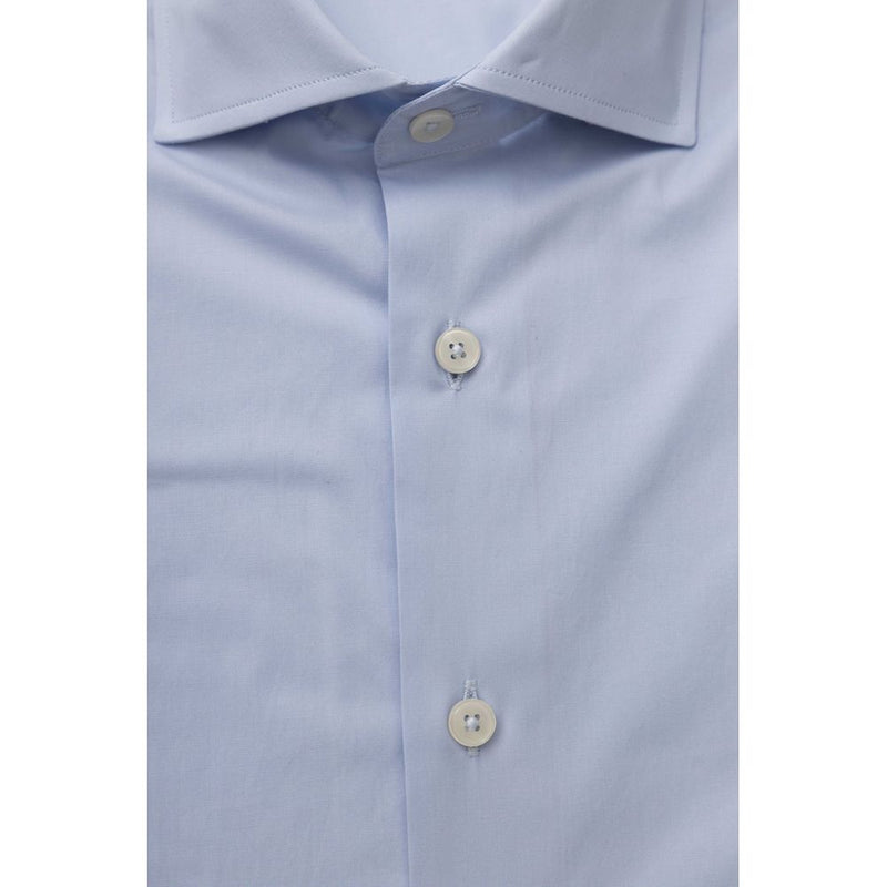 Light Blue Cotton Men Shirt Bagutta