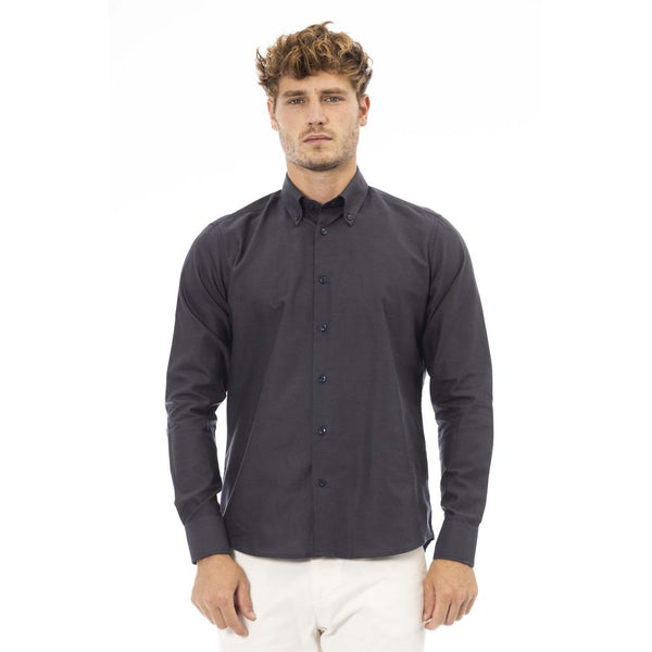 Gray Cotton Men Shirt Baldinini Trend