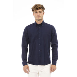 Blue Cotton Men Shirt Baldinini Trend