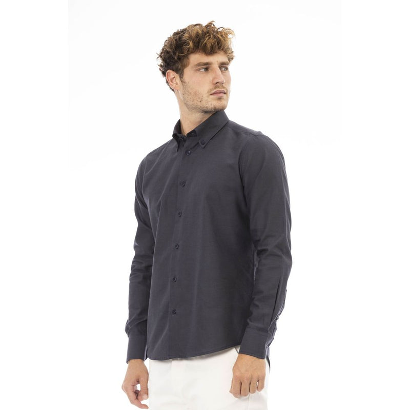 Gray Cotton Men Shirt Baldinini Trend