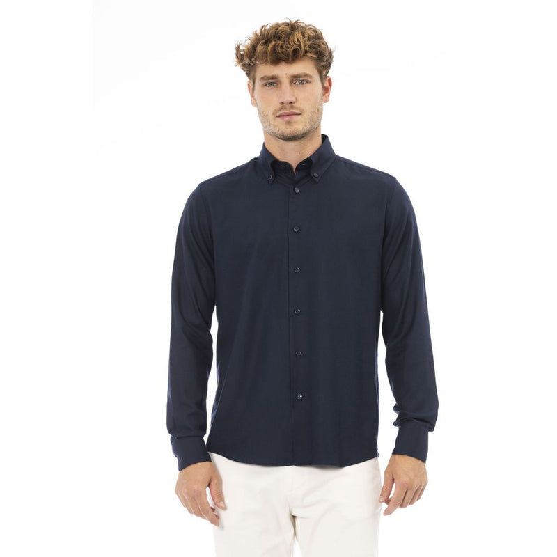 Blue Cotton Men Shirt Baldinini Trend