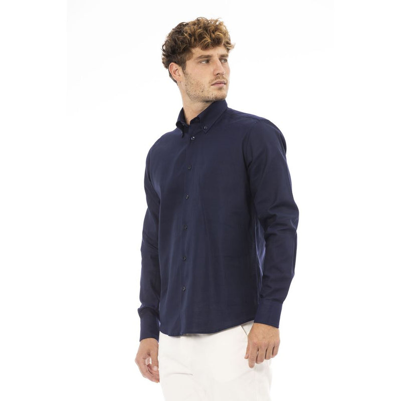 Blue Cotton Men Shirt Baldinini Trend