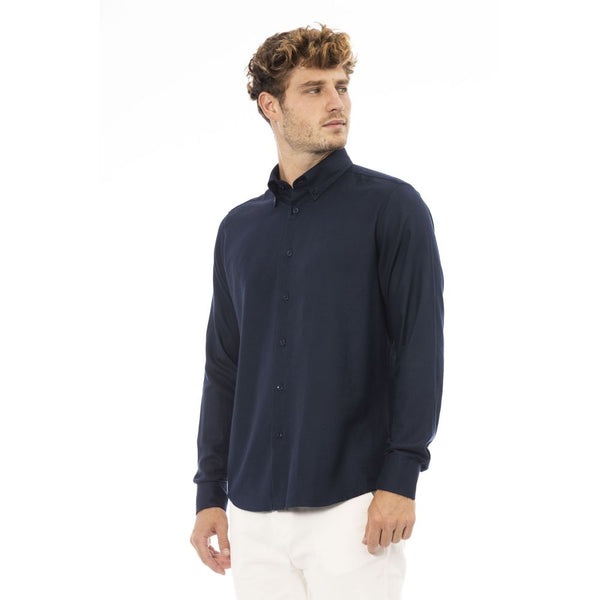 Blue Cotton Men Shirt Baldinini Trend