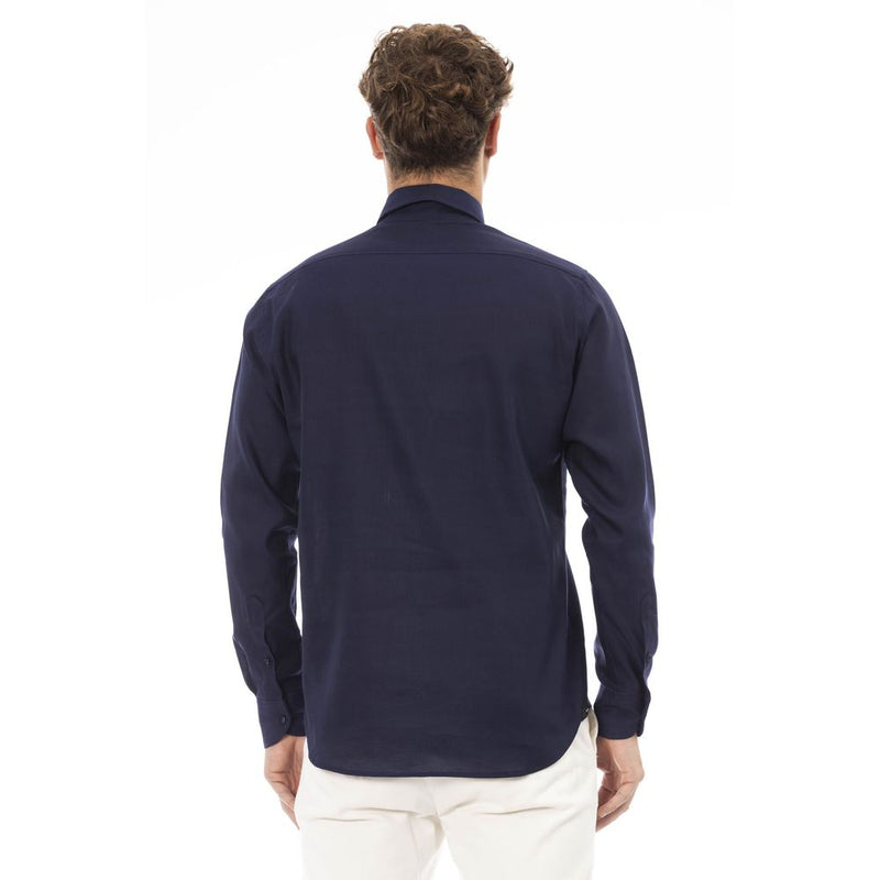 Blue Cotton Men Shirt Baldinini Trend