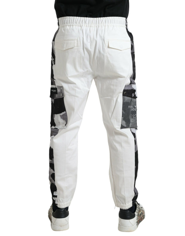 Elegant White Cotton Blend Jogger Pants Dolce & Gabbana