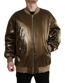 Elegant Bronze Bomber Jacket Dolce & Gabbana