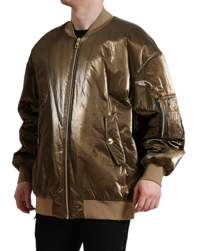 Elegant Bronze Bomber Jacket Dolce & Gabbana