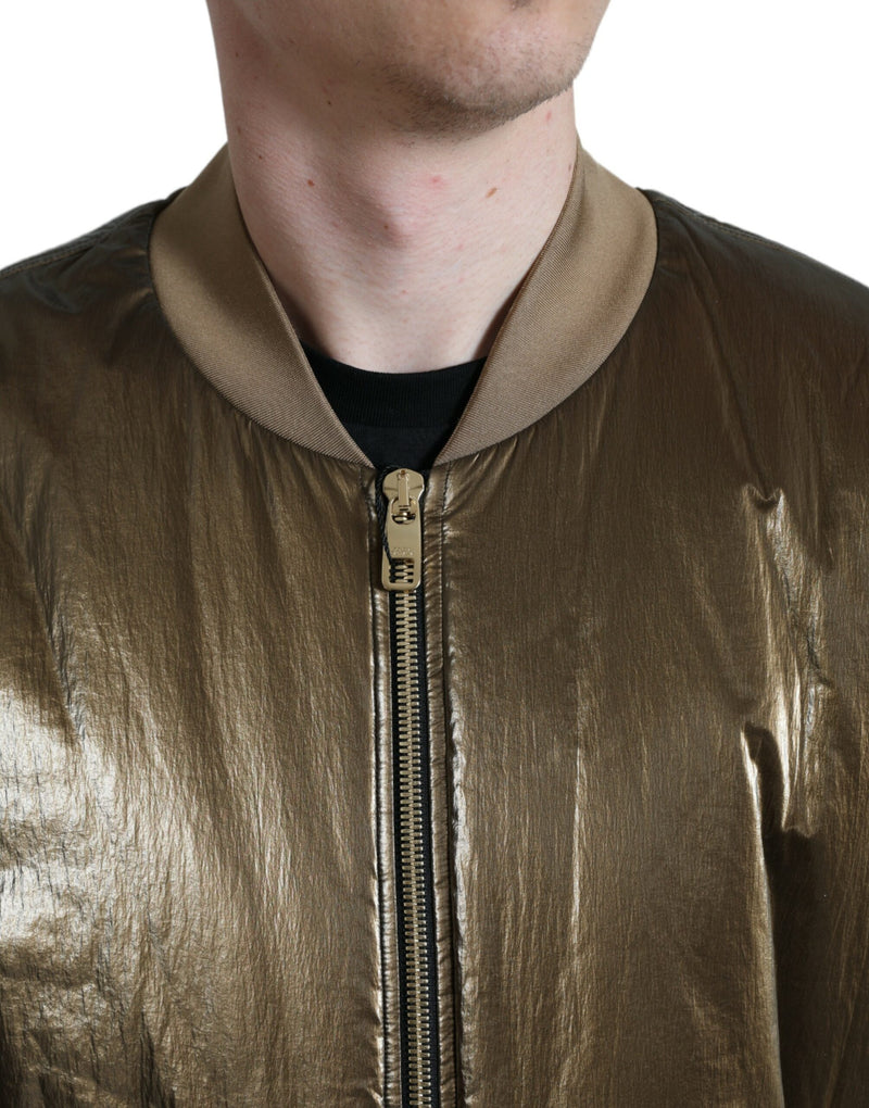 Elegant Bronze Bomber Jacket Dolce & Gabbana