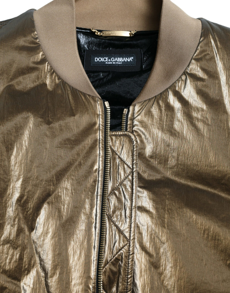 Elegant Bronze Bomber Jacket Dolce & Gabbana