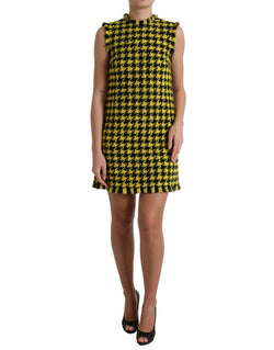 Houndstooth Knitted Chic Yellow Mini Skirt Dolce & Gabbana