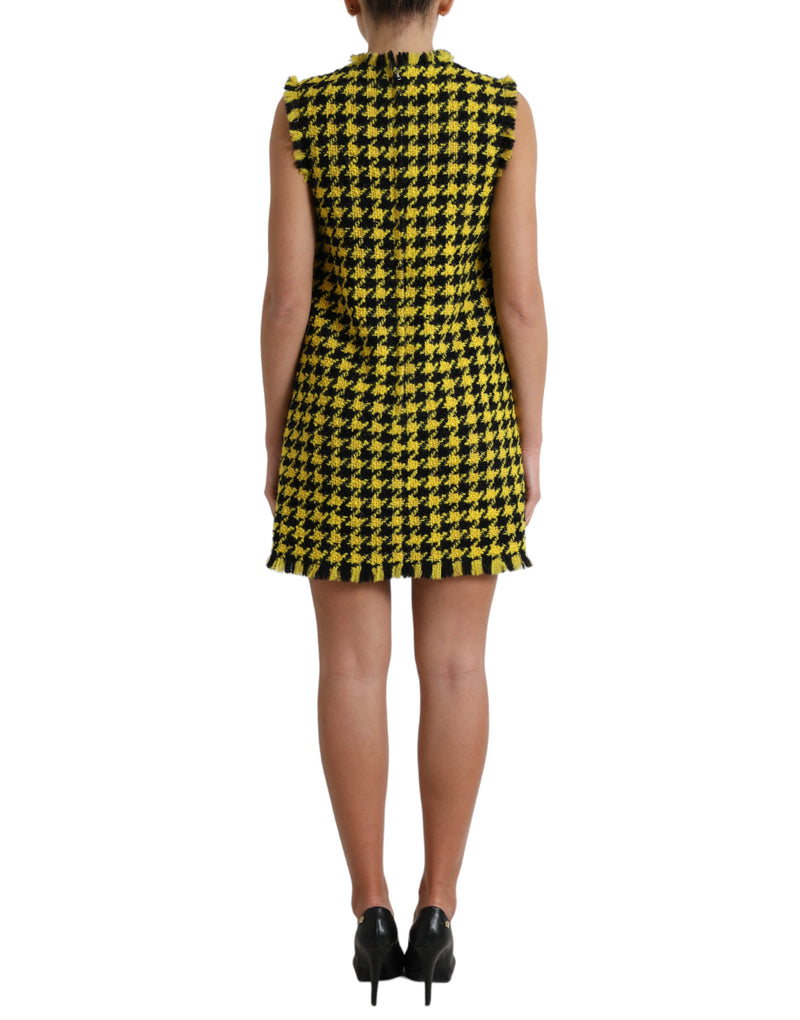 Houndstooth Knitted Chic Yellow Mini Skirt Dolce & Gabbana