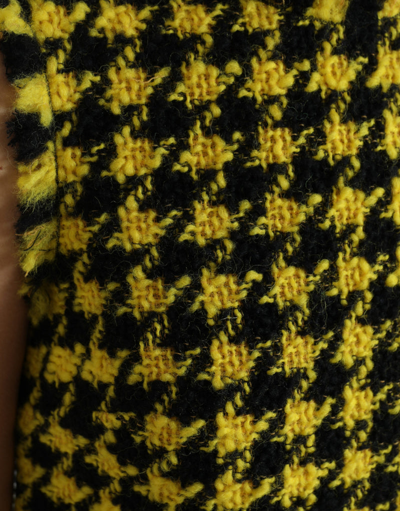 Houndstooth Knitted Chic Yellow Mini Skirt Dolce & Gabbana