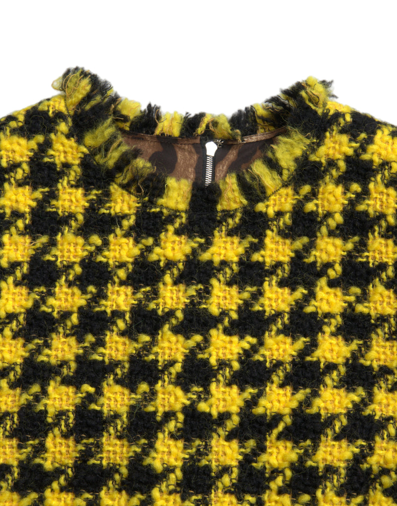 Houndstooth Knitted Chic Yellow Mini Skirt Dolce & Gabbana