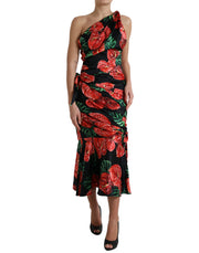 Tropical Elegance Silk Draped Dress Dolce & Gabbana