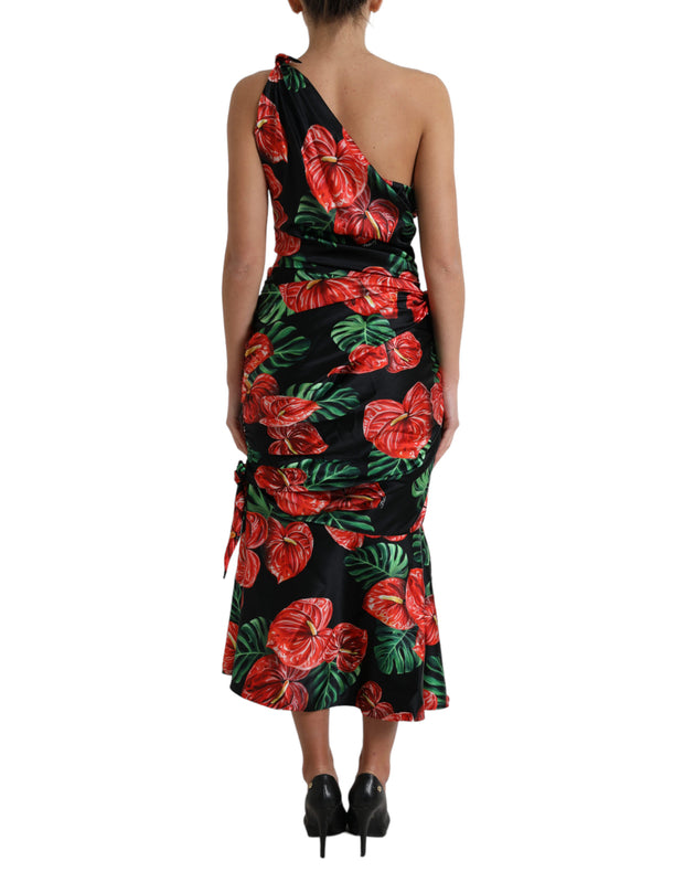 Tropical Elegance Silk Draped Dress Dolce & Gabbana