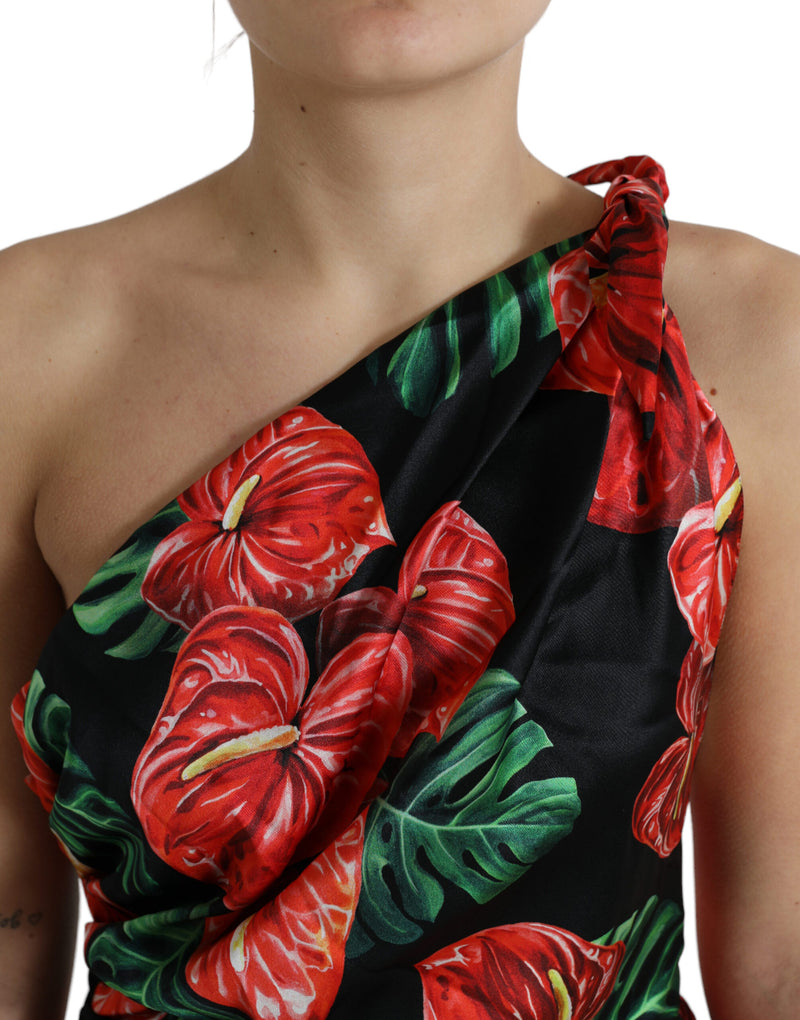 Tropical Elegance Silk Draped Dress Dolce & Gabbana