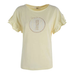 Chic Bat Sleeve Ruffled Cotton Tee – Sunny Yellow Yes Zee