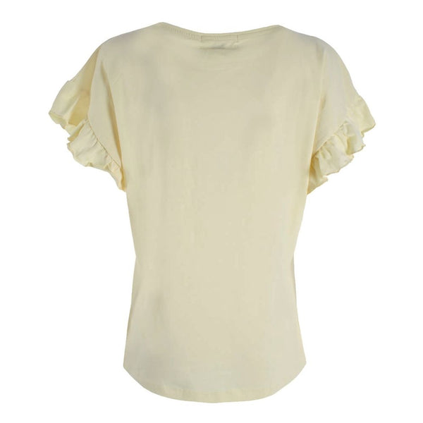 Chic Bat Sleeve Ruffled Cotton Tee – Sunny Yellow Yes Zee