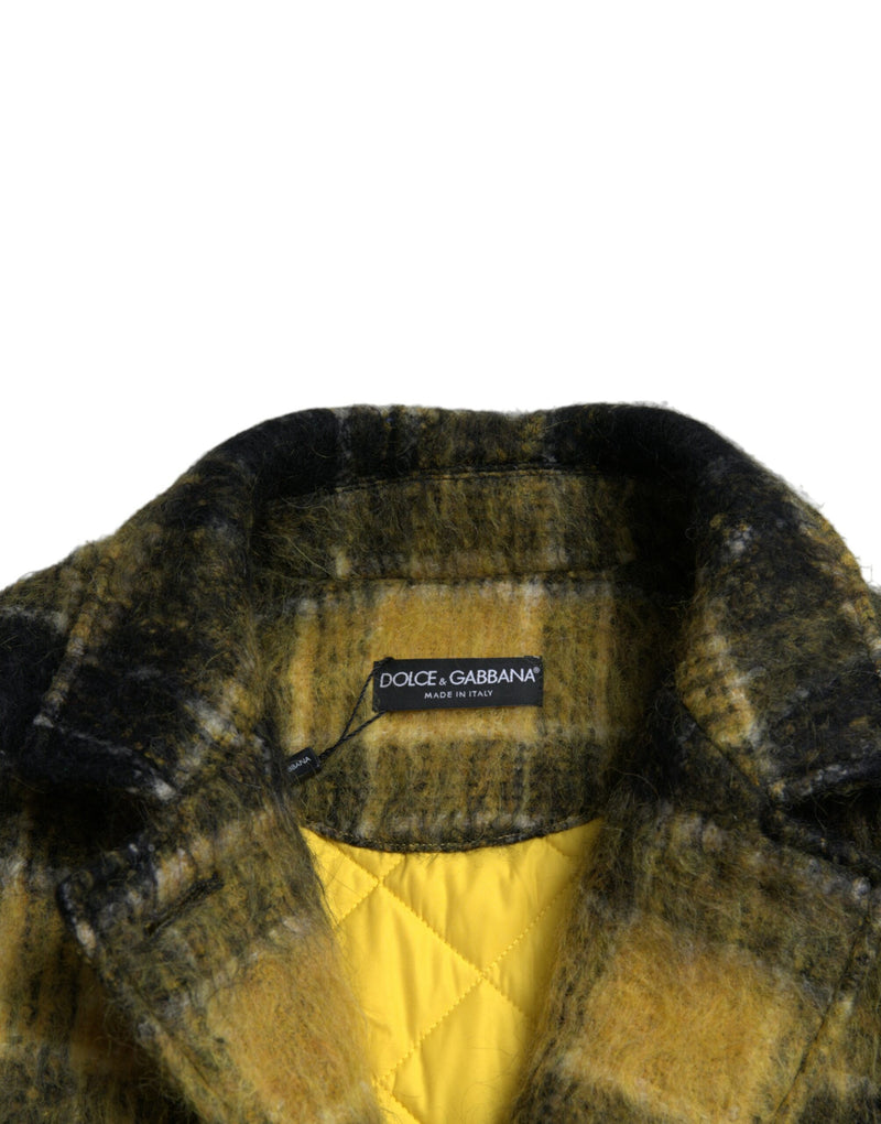 Chic Plaid Long Coat in Sunshine Yellow Dolce & Gabbana