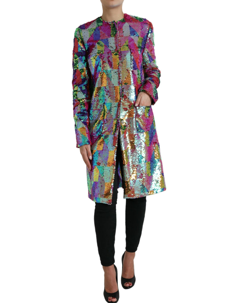 Multicolor Sequined Long Jacket Dolce & Gabbana