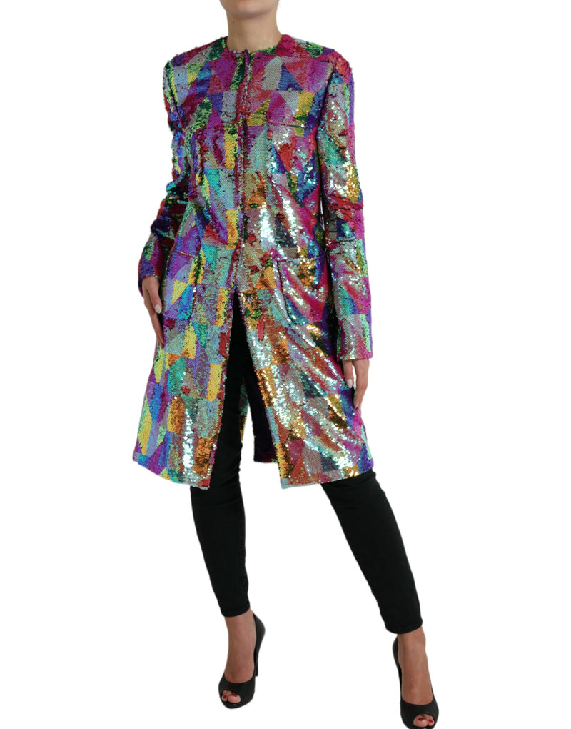 Multicolor Sequined Long Jacket Dolce & Gabbana