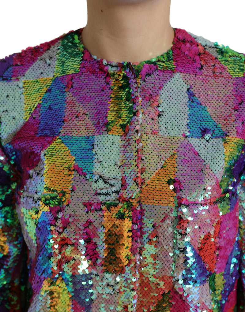 Multicolor Sequined Long Jacket Dolce & Gabbana