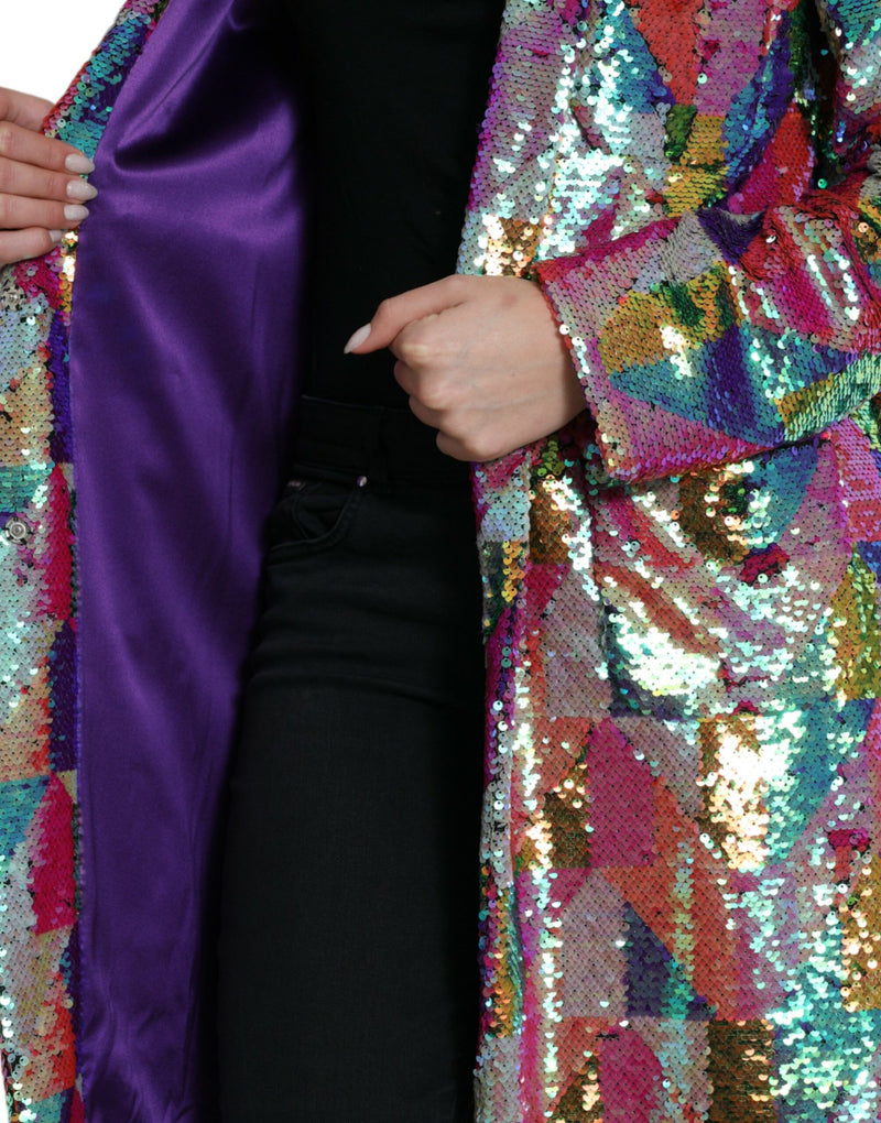 Multicolor Sequined Long Jacket Dolce & Gabbana