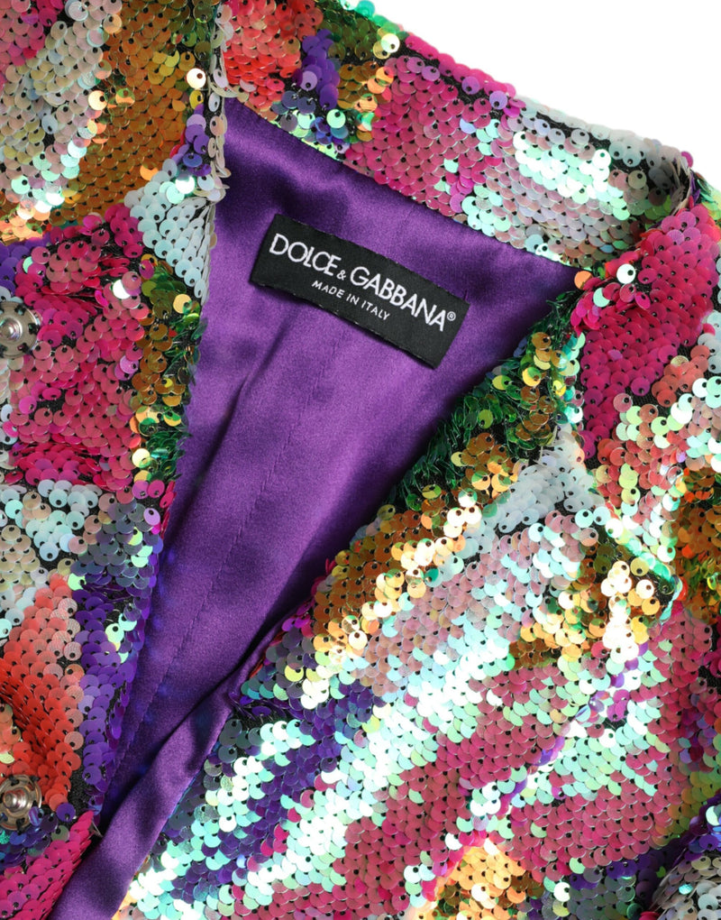 Multicolor Sequined Long Jacket Dolce & Gabbana