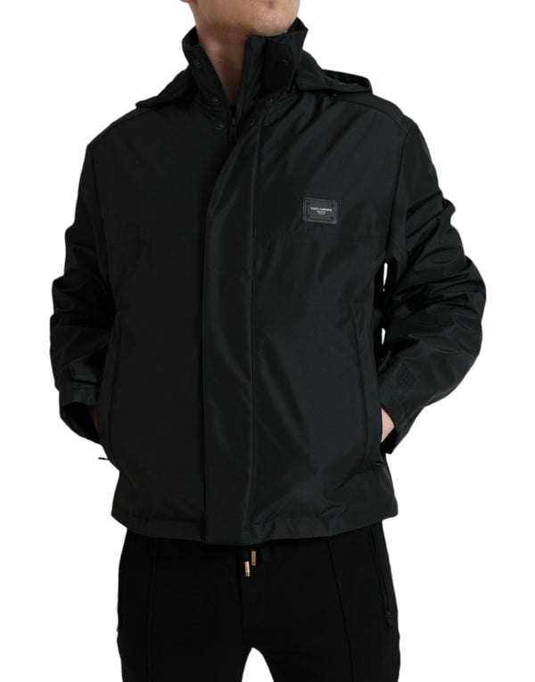 Sleek Black Windbreaker Jacket Dolce & Gabbana