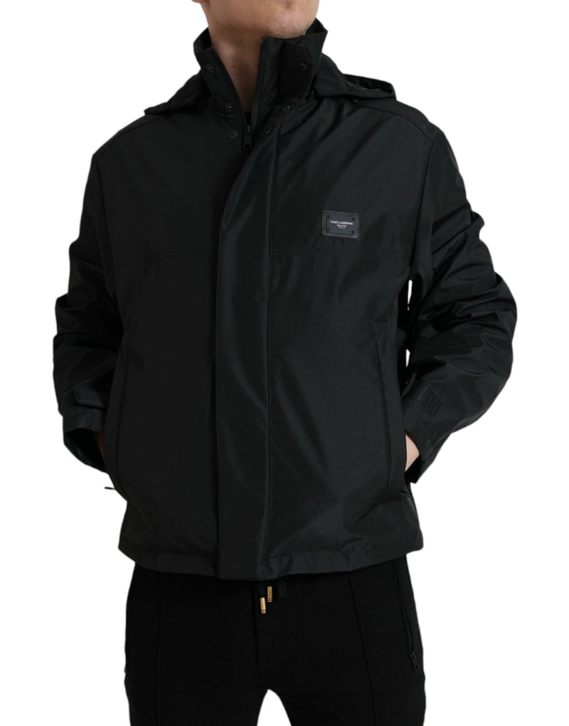Sleek Black Windbreaker Jacket Dolce & Gabbana