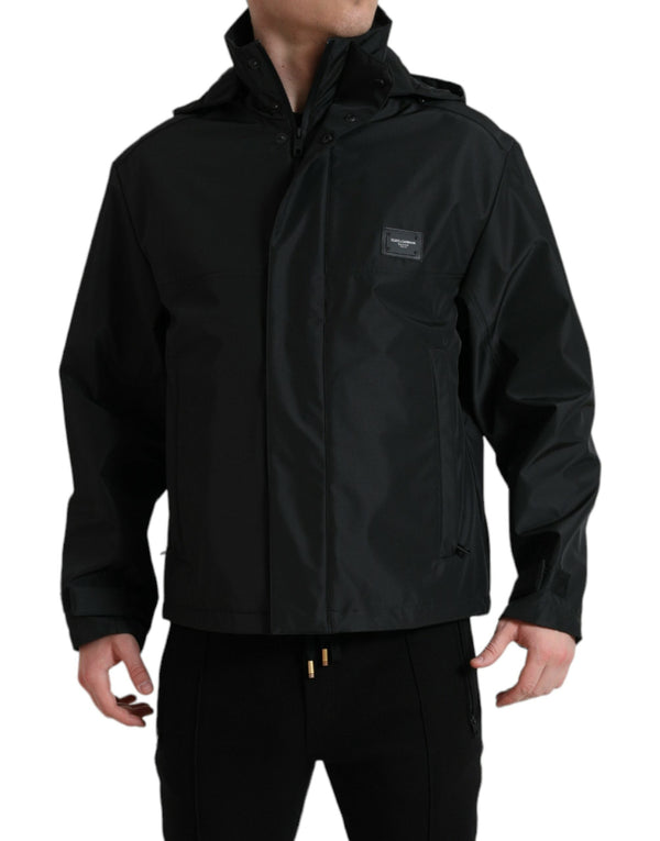Sleek Black Windbreaker Jacket Dolce & Gabbana