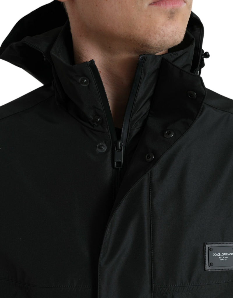 Sleek Black Windbreaker Jacket Dolce & Gabbana