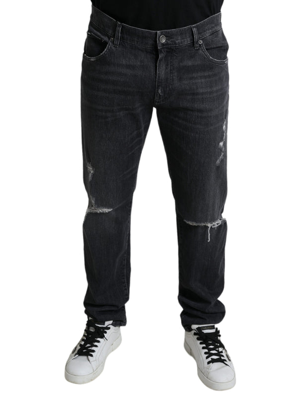 Elegant Slim Fit Tattered Denim Jeans Dolce & Gabbana