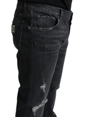 Elegant Slim Fit Tattered Denim Jeans Dolce & Gabbana