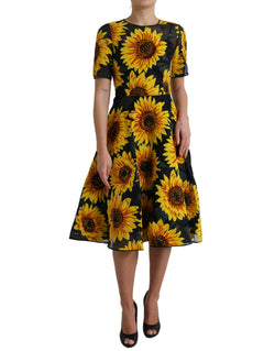 Summery Sunflower A-Line Midi Dress Dolce & Gabbana