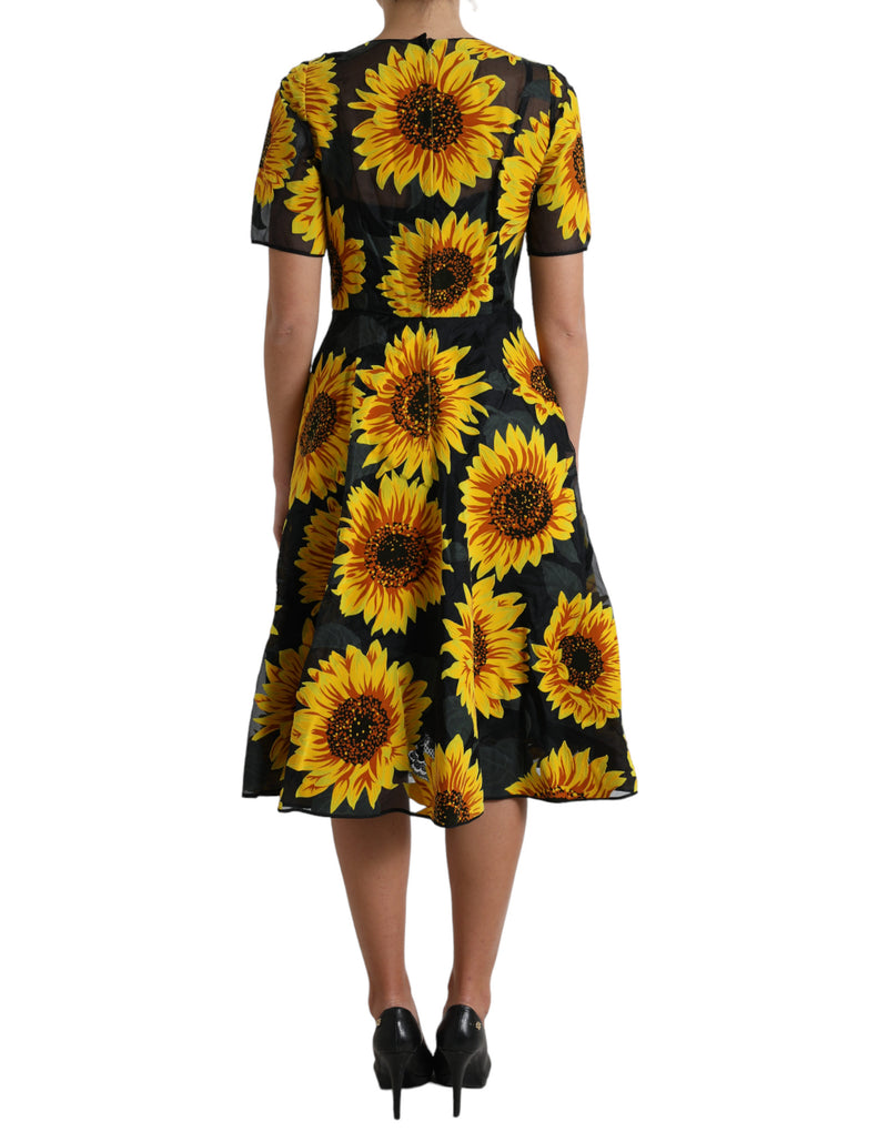 Summery Sunflower A-Line Midi Dress Dolce & Gabbana