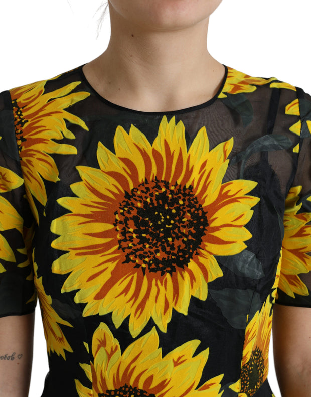 Summery Sunflower A-Line Midi Dress Dolce & Gabbana