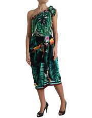 Tropical Jungle Print One-Shoulder Dress Dolce & Gabbana