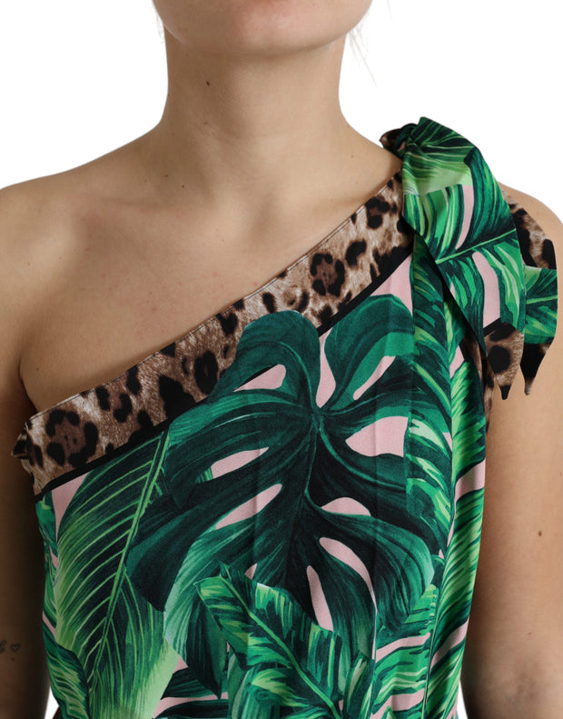 Tropical Jungle Print One-Shoulder Dress Dolce & Gabbana